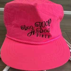 Vintage Doo Woo A-Doo‎ Diner Neon Pink Rope Nylon Hat Made By Capital